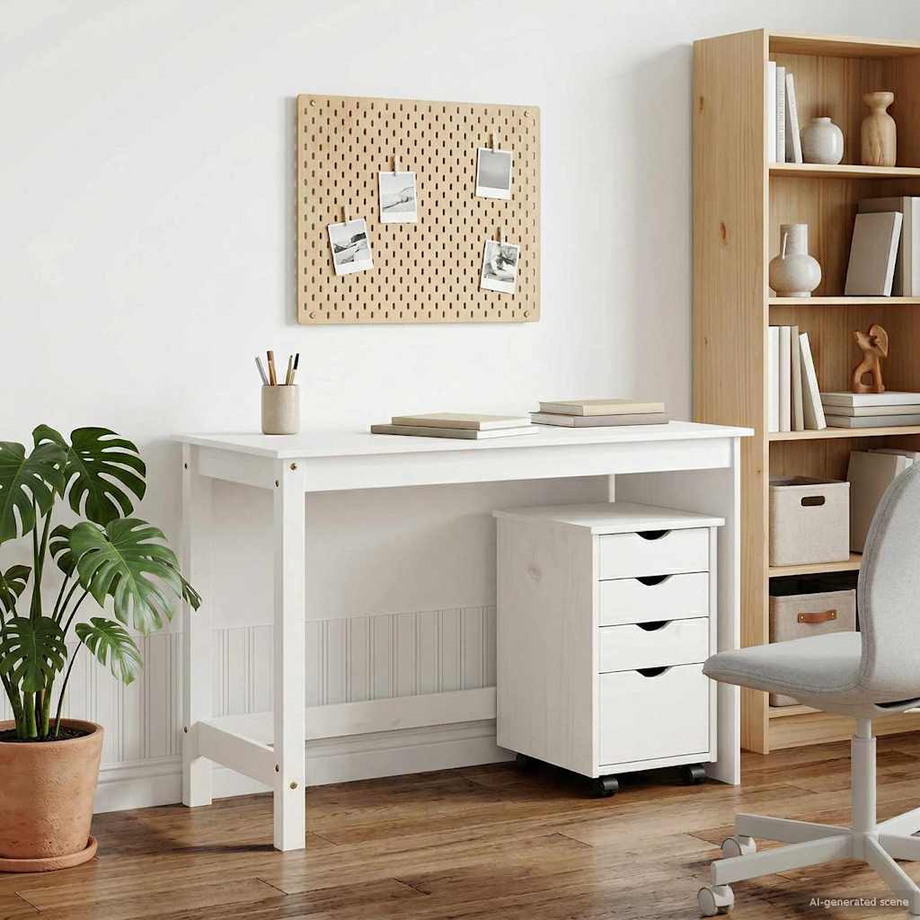 Schreibtischschrank-Set 2 stk. Weiß Massives Kiefernholz