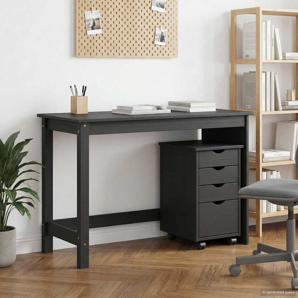 Schreibtischschrank-Set 2 stk. Grau Massives Kiefernholz