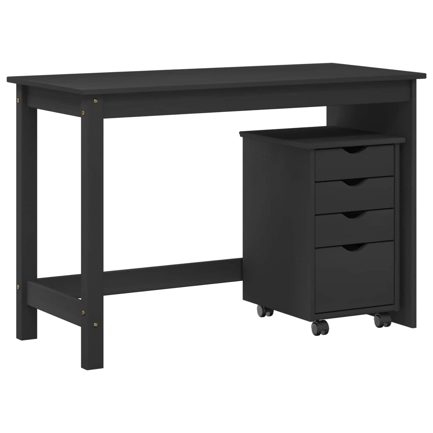 Schreibtischschrank-Set 2 stk. Grau Massives Kiefernholz