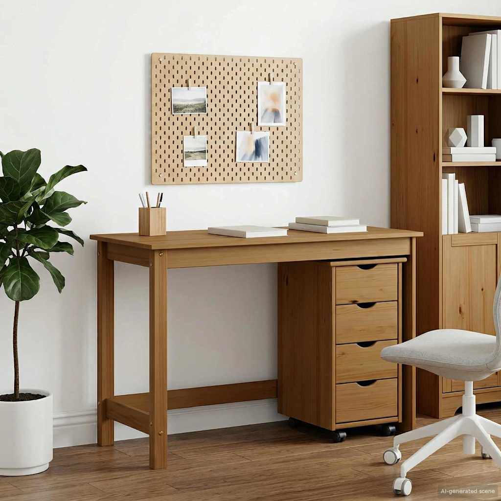 Schreibtischschrank-Set 2 stk. Honigbraun Massives Kiefernholz