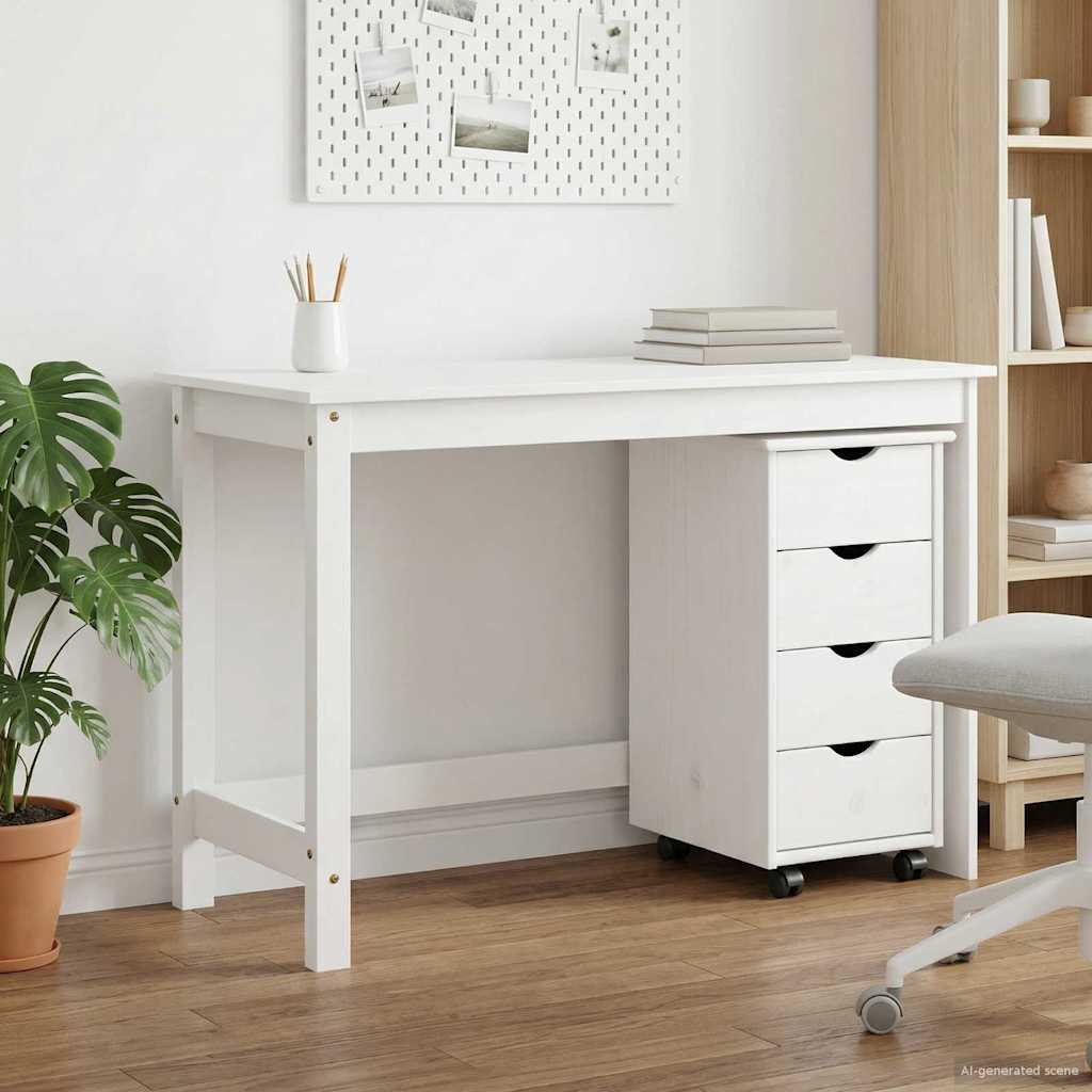 Schreibtischschrank-Set 2 stk. Weiß Massives Kiefernholz