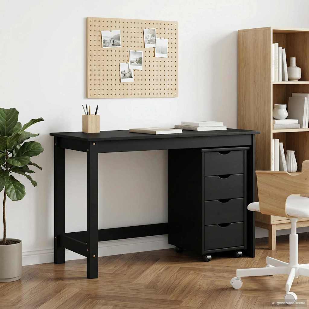 Schreibtischschrank-Set 2 stk. Schwarz Massives Kiefernholz