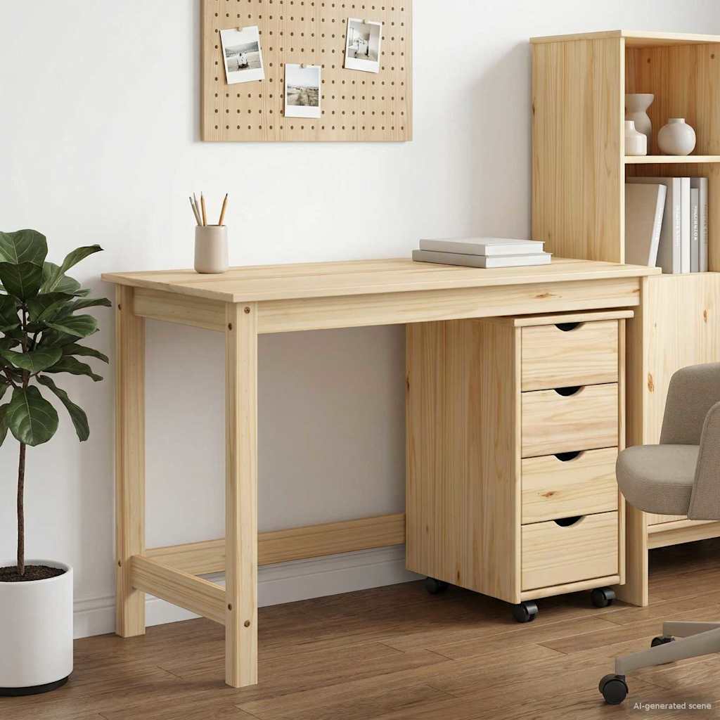 Schreibtischschrank-Set 2 stk. Braun Massives Kiefernholz
