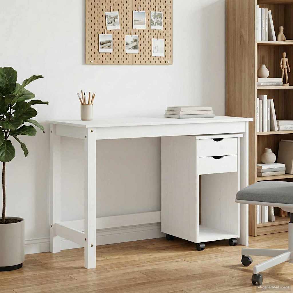 Schreibtischschrank-Set 2 stk. Weiß Massives Kiefernholz