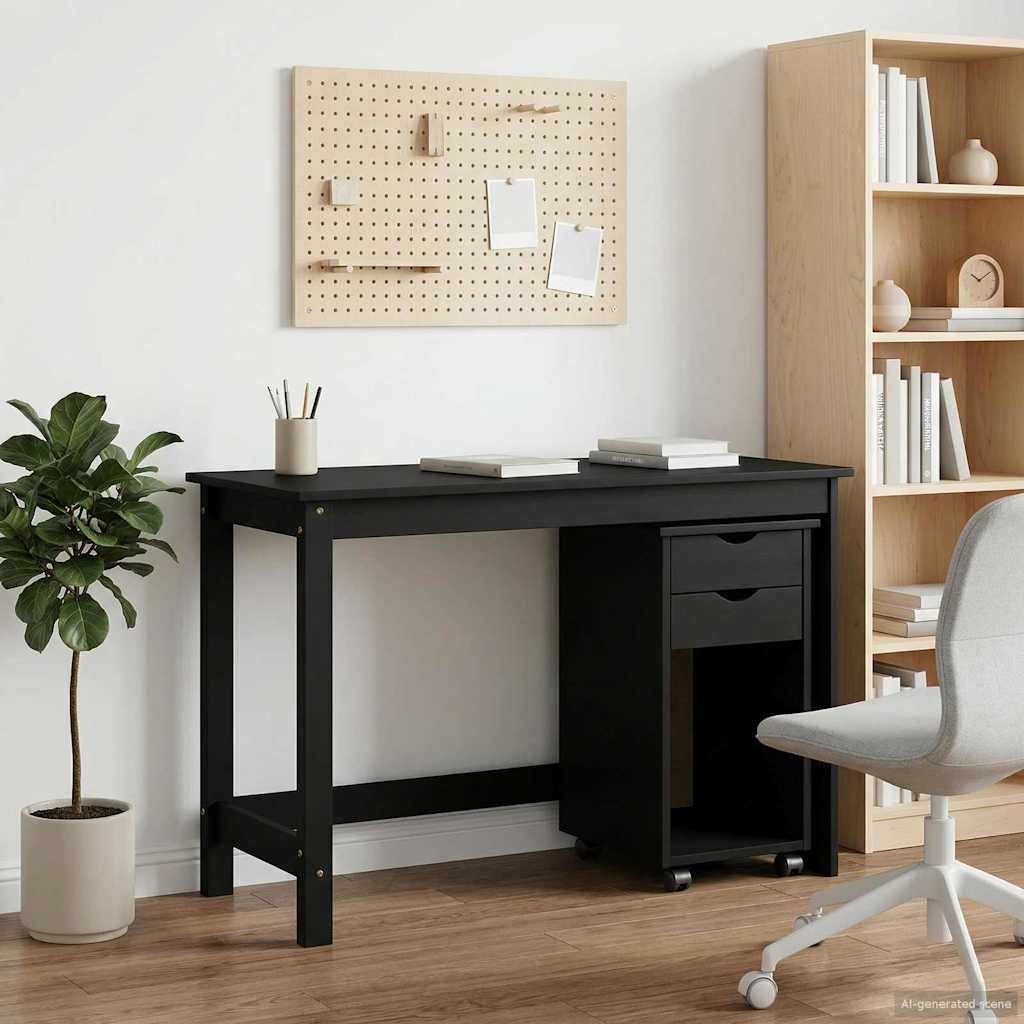 Schreibtischschrank-Set 2 stk. Schwarz Massives Kiefernholz