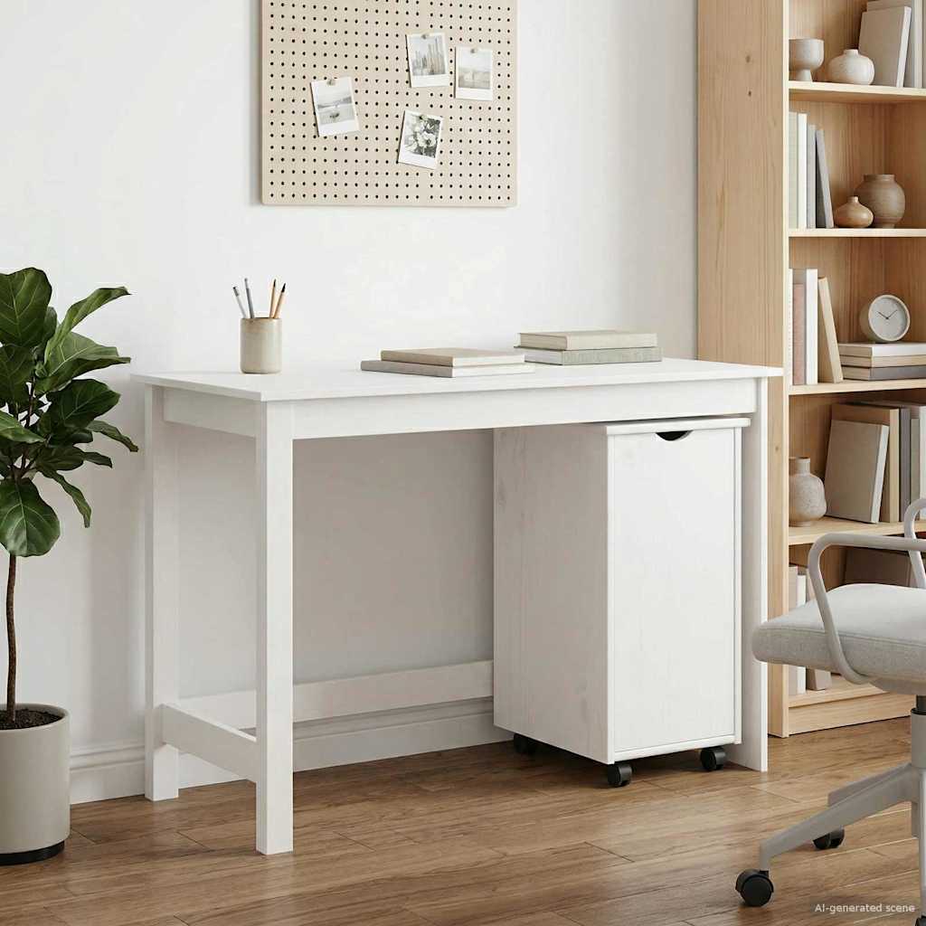 Schreibtischschrank-Set 2 stk. Weiß Massives Kiefernholz