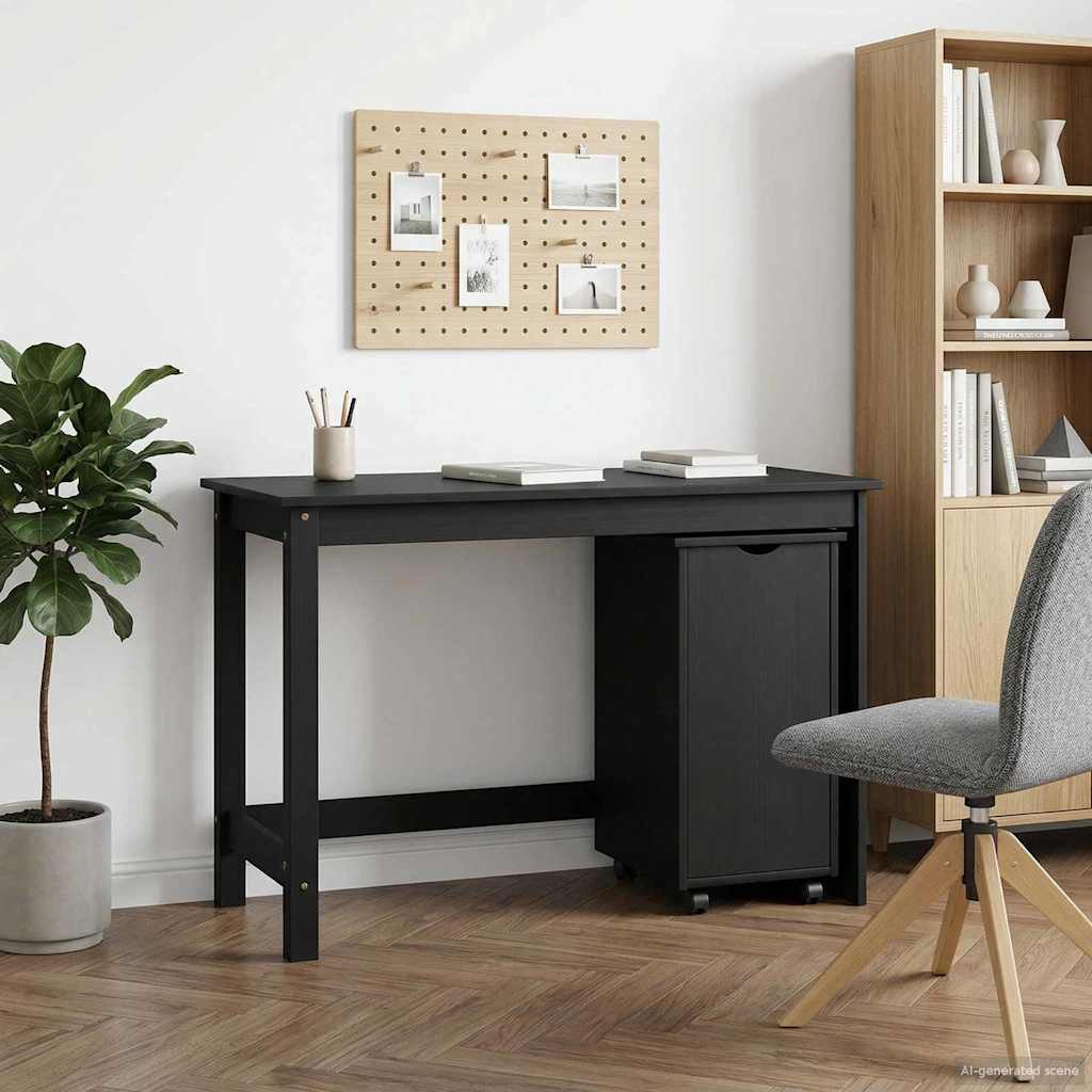 Schreibtischschrank-Set 2 stk. Grau Massives Kiefernholz