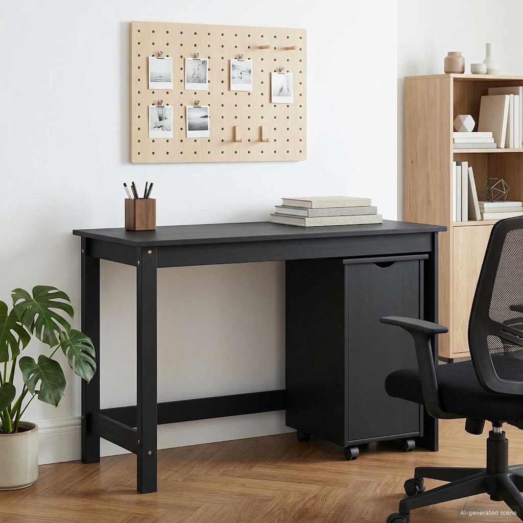Schreibtischschrank-Set 2 stk. Schwarz Massives Kiefernholz