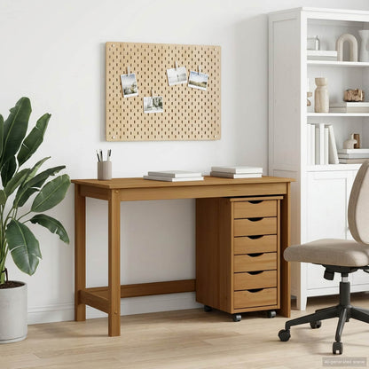 Desk und Rolling Cabinet Set MOSS 2 stk. Honigbraun