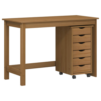 Desk und Rolling Cabinet Set MOSS 2 stk. Honigbraun