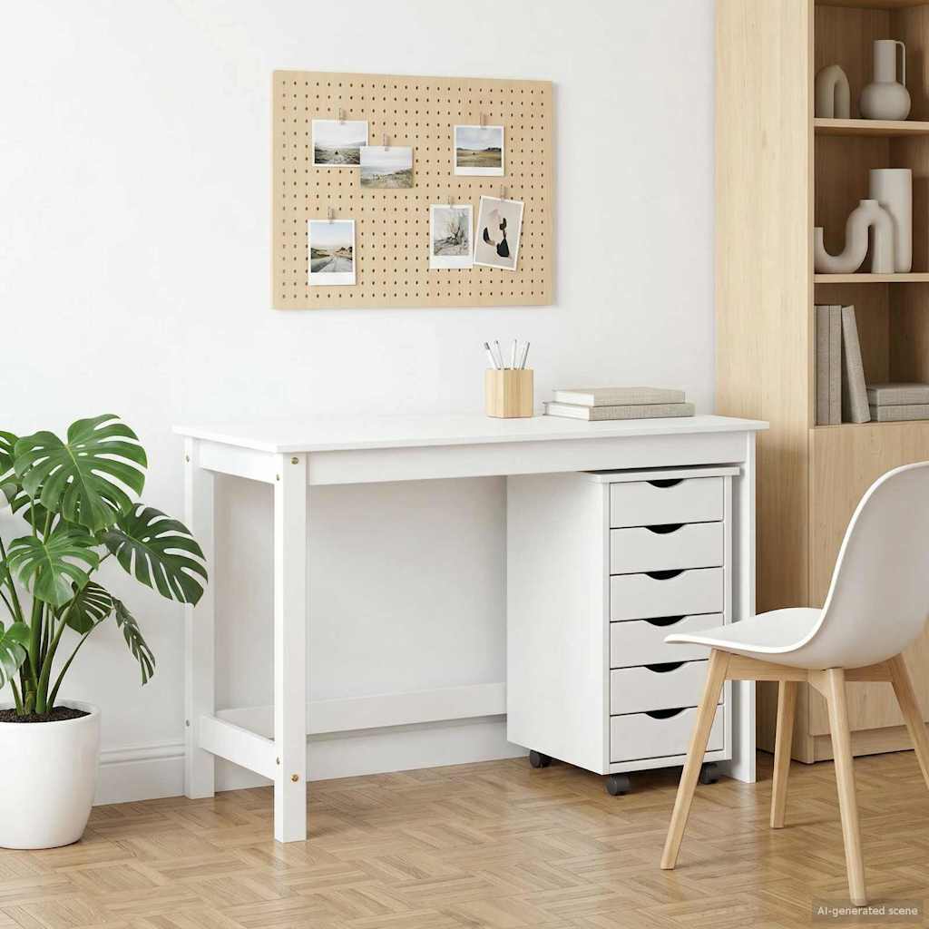 Desk und Rolling Cabinet Set MOSS 2 stk. Weiß
