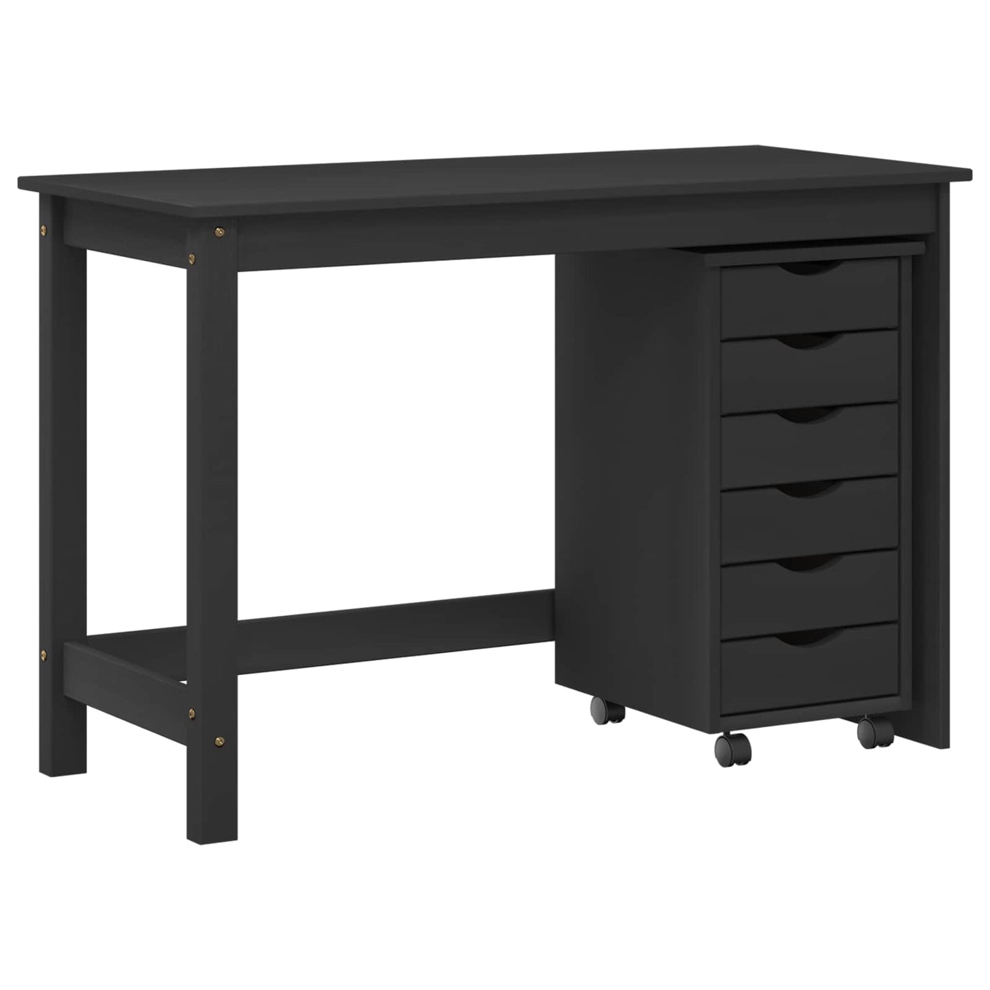 Desk und Rolling Cabinet Set MOSS 2 pcs Schwarz