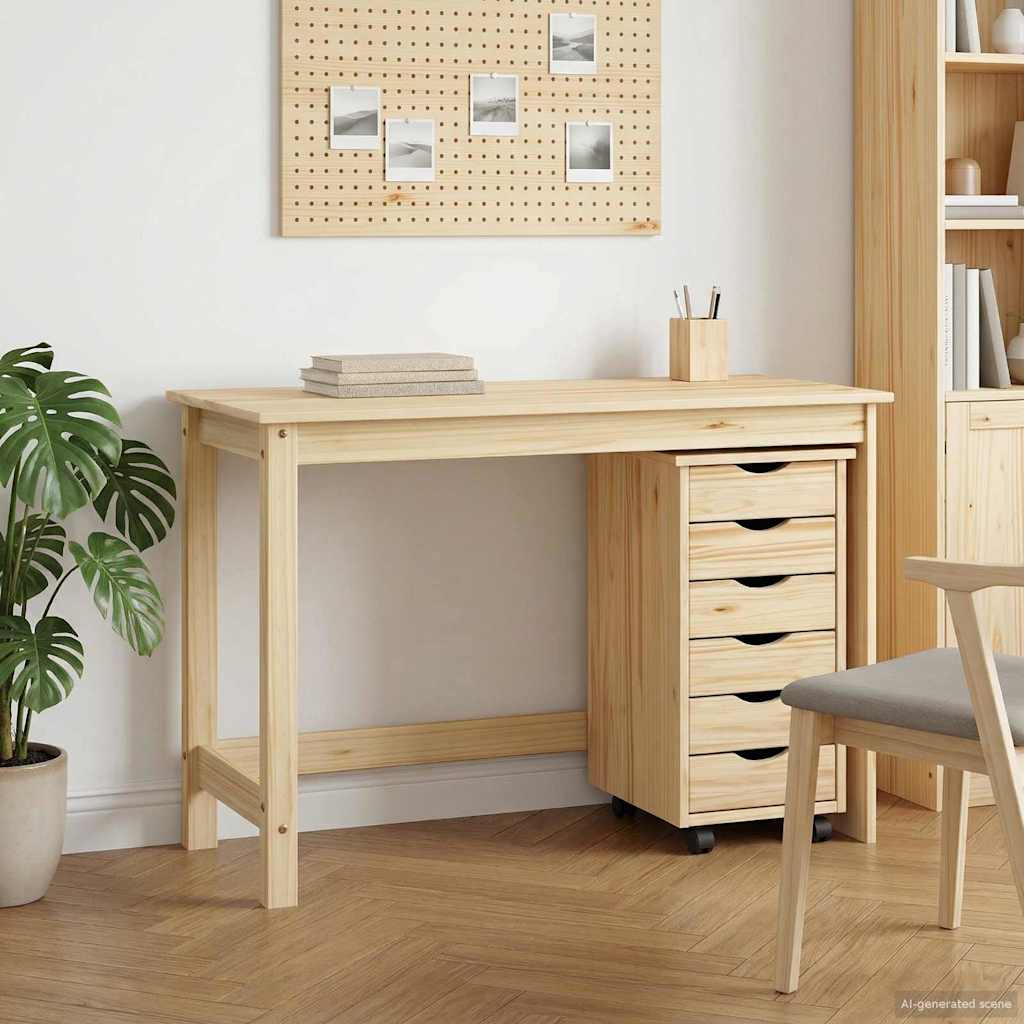 Desk und Rolling Cabinet Set MOSS 2 stk. Braun