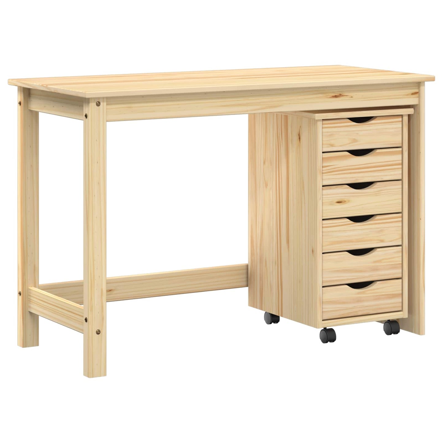 Desk und Rolling Cabinet Set MOSS 2 stk. Braun