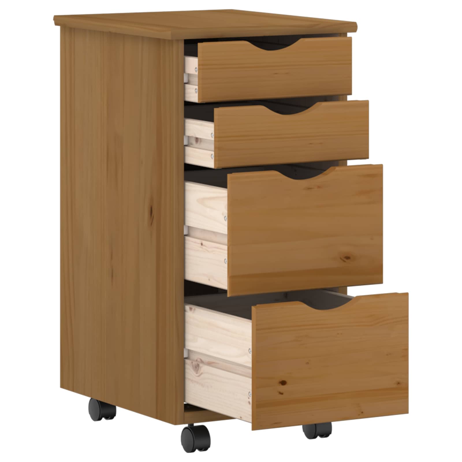 Desk und Rolling Cabinet Set MOSS 2 stk. Honigbraun