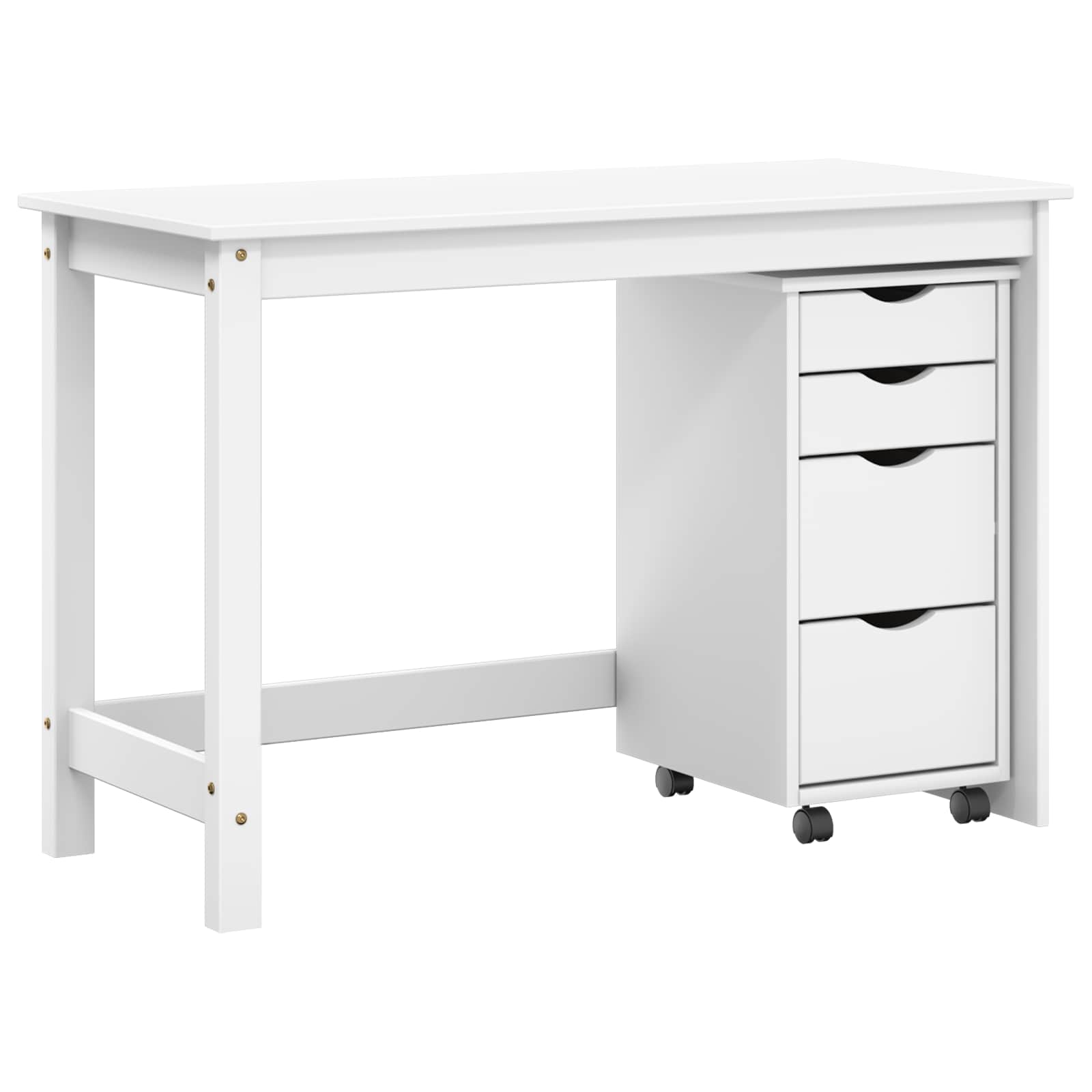 Desk und Rolling Cabinet Set MOSS 2 pcs Weiß