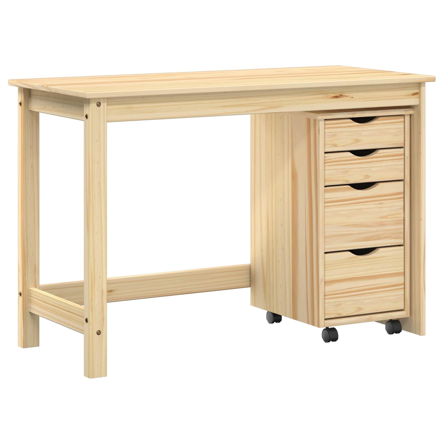 Desk und Rolling Cabinet Set MOSS 2 pcs Braun