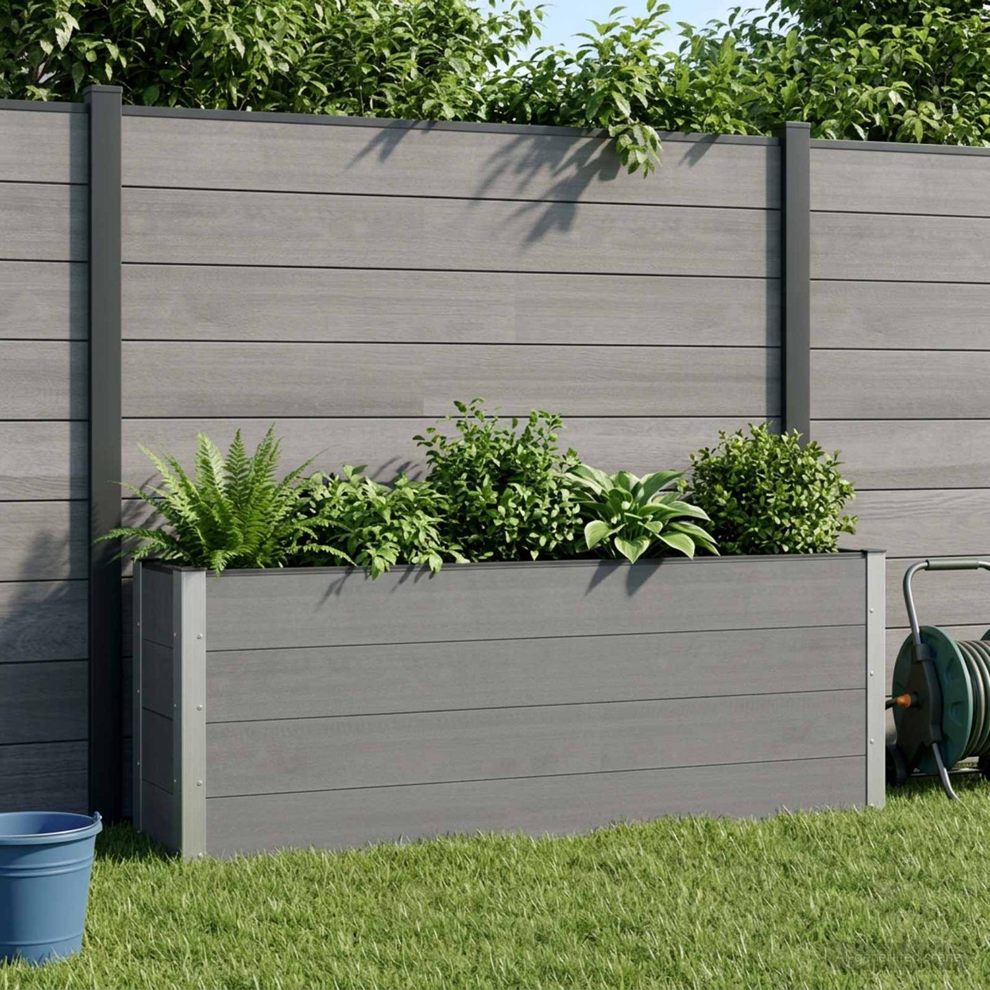 Hochbeet 2 Stk. Schwarz 200 x 30 x 72 cm WPC und Aluminium
