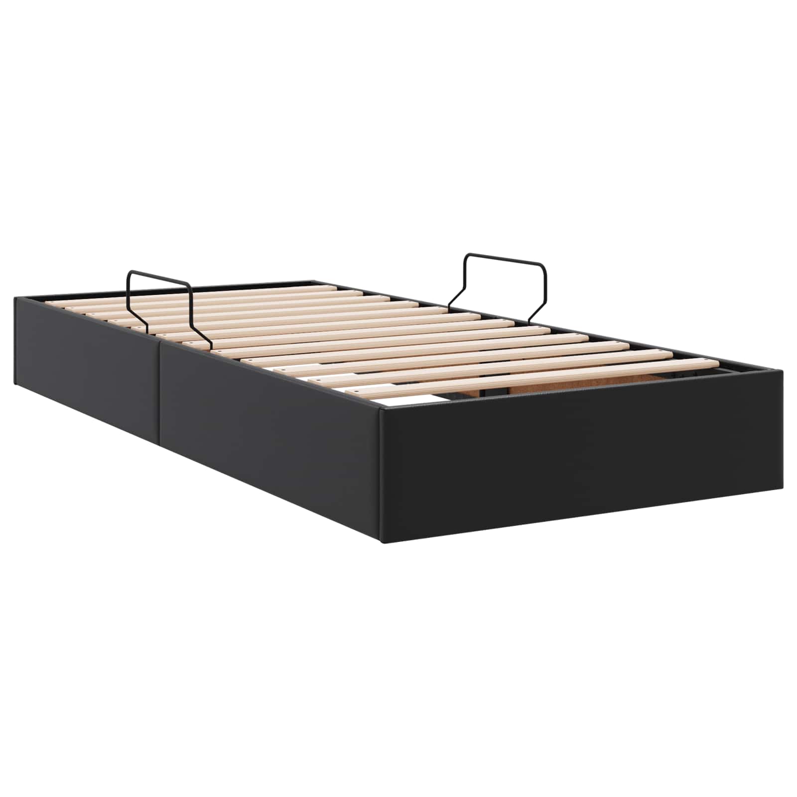 Ottoman Bettgestell mit Speicher Schwarz 90 x 190 cm Kunstleder