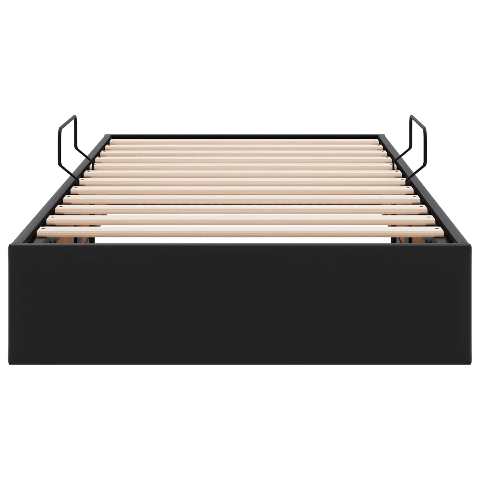 Ottoman Bettgestell mit Speicher Schwarz 90 x 190 cm Kunstleder