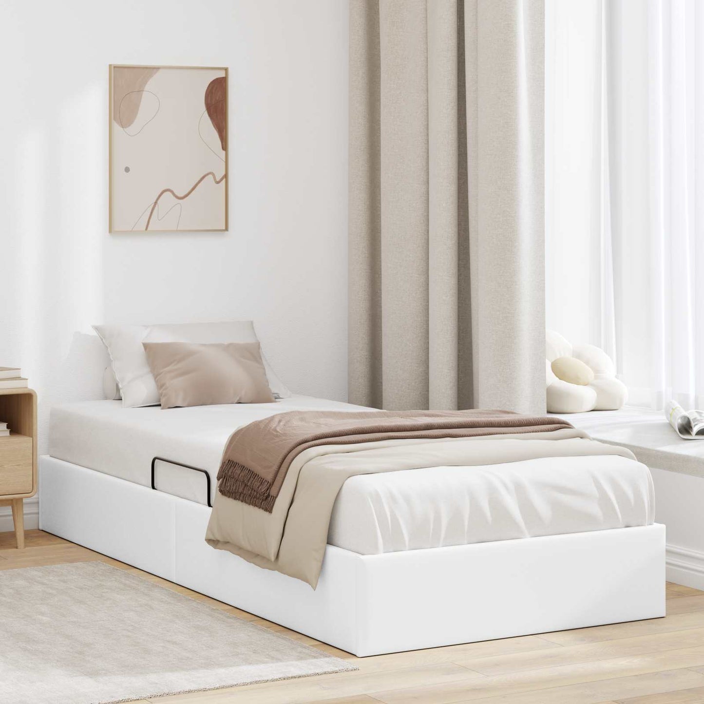 Ottoman Bettgestell Reinweiß 90 x 200 cm Kunstleder
