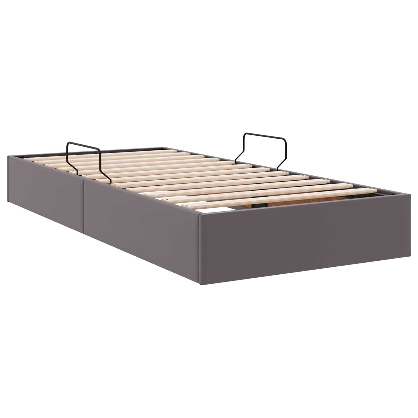 Ottoman Bettgestell mit Speicher Grau 90 x 200 cm Kunstleder