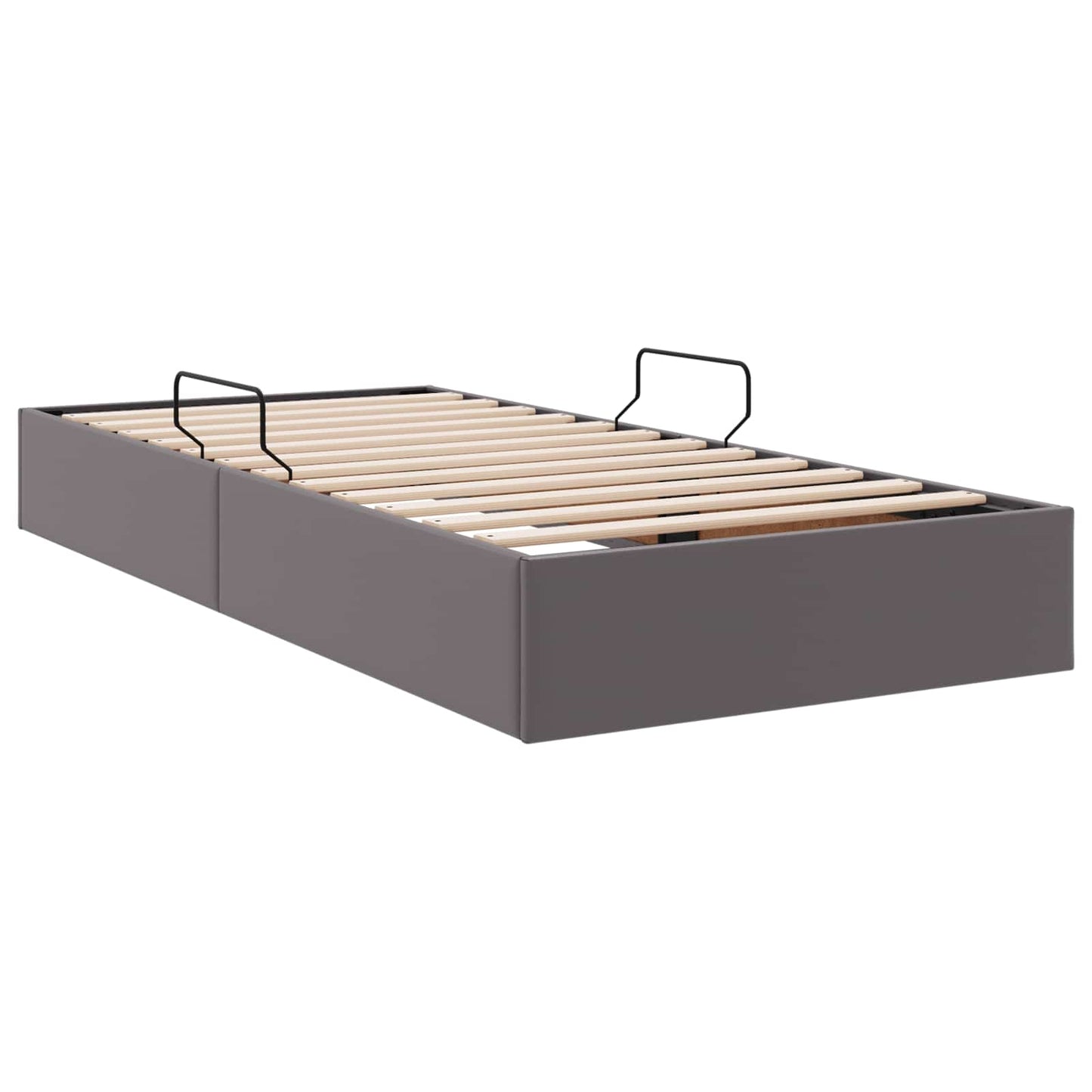 Ottoman Bettgestell mit Speicher Grau 90 x 200 cm Kunstleder