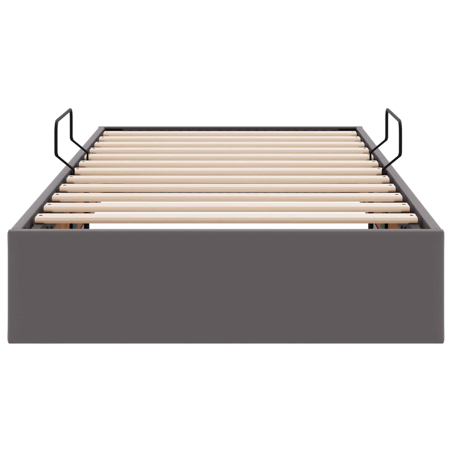 Ottoman Bettgestell mit Speicher Grau 90 x 200 cm Kunstleder