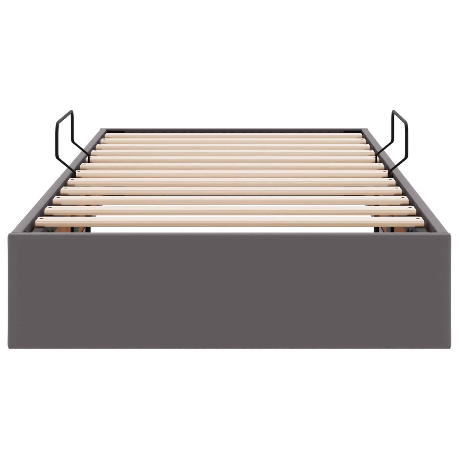 Ottoman Bettgestell mit Speicher Grau 90 x 200 cm Kunstleder