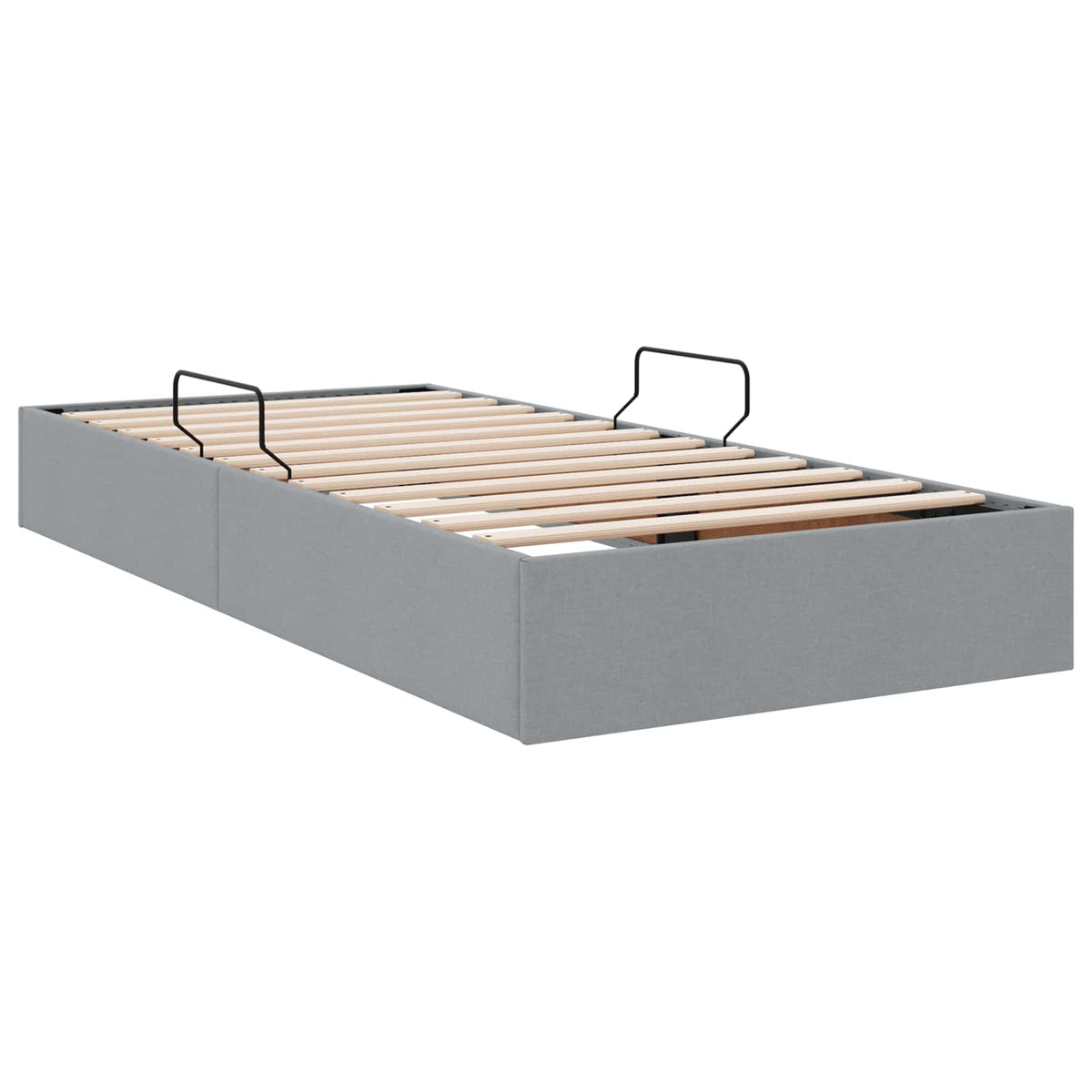 Ottoman Bettgestell mit Speicher Hellgrau 90 x 190 cm Stoff