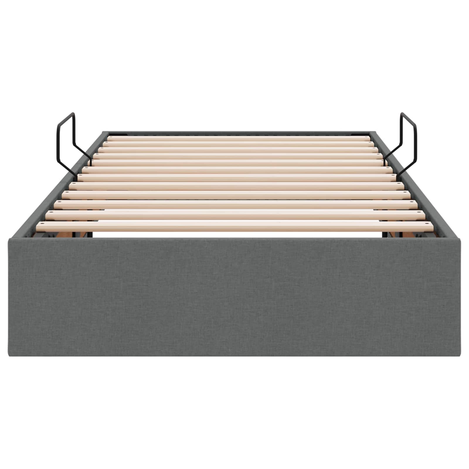 Ottoman Bettgestell mit Speicher Dunkelgrau 90 x 190 cm Stoff