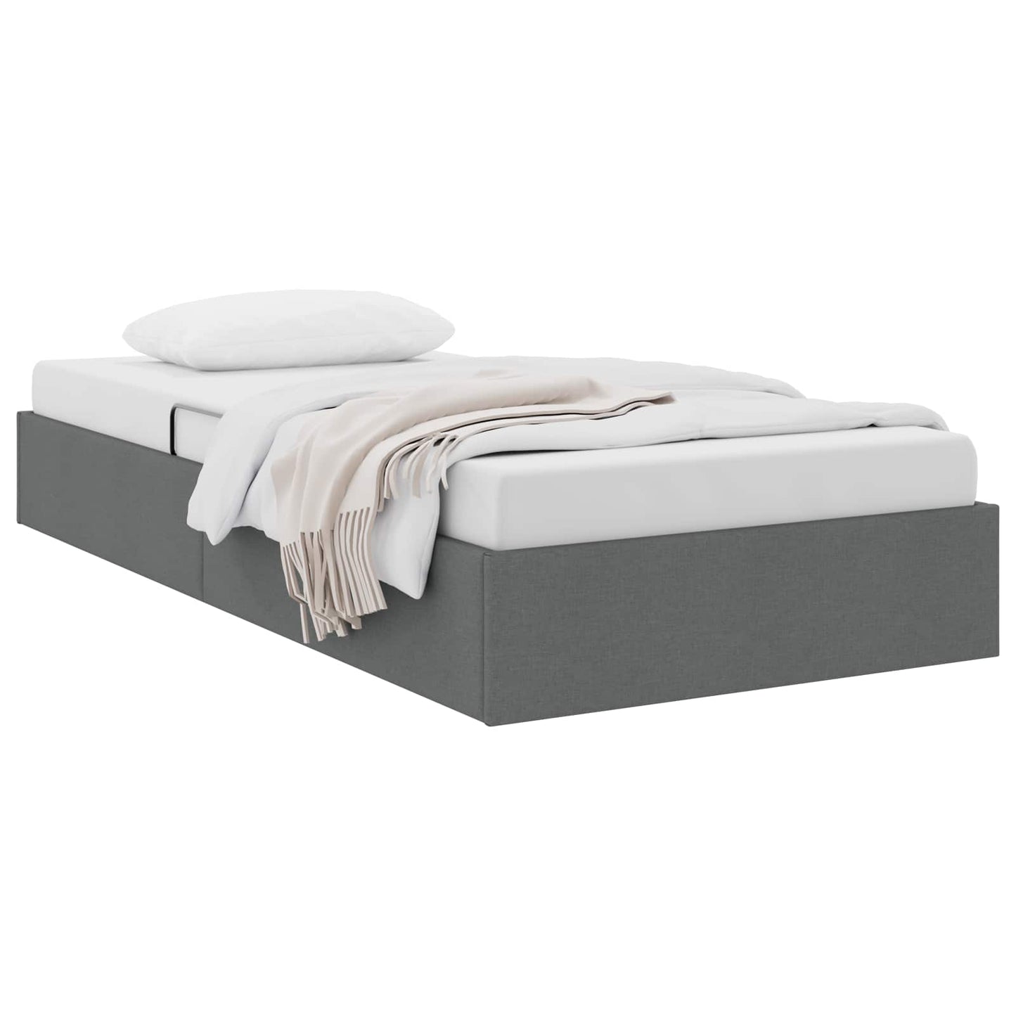 Ottoman Bettgestell mit Speicher Dunkelgrau 90 x 190 cm Stoff