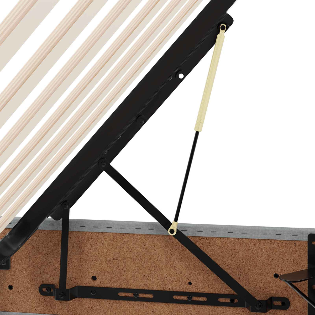 Ottoman Bettgestell mit Speicher Hellgrau 90 x 200 cm Stoff