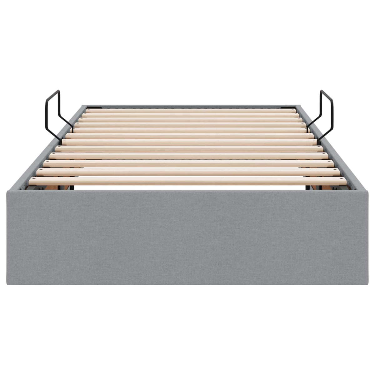 Ottoman Bettgestell mit Speicher Hellgrau 90 x 200 cm Stoff