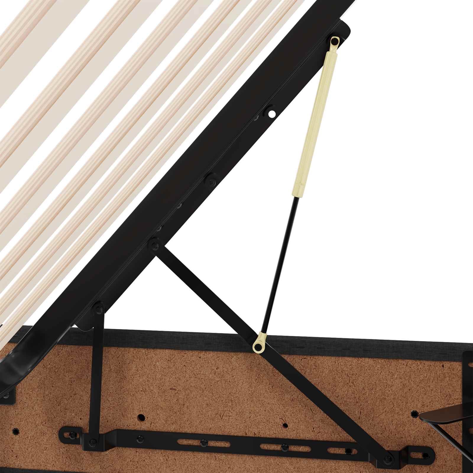 Ottoman Bettgestell mit Speicher Schwarz 90 x 200 cm Stoff