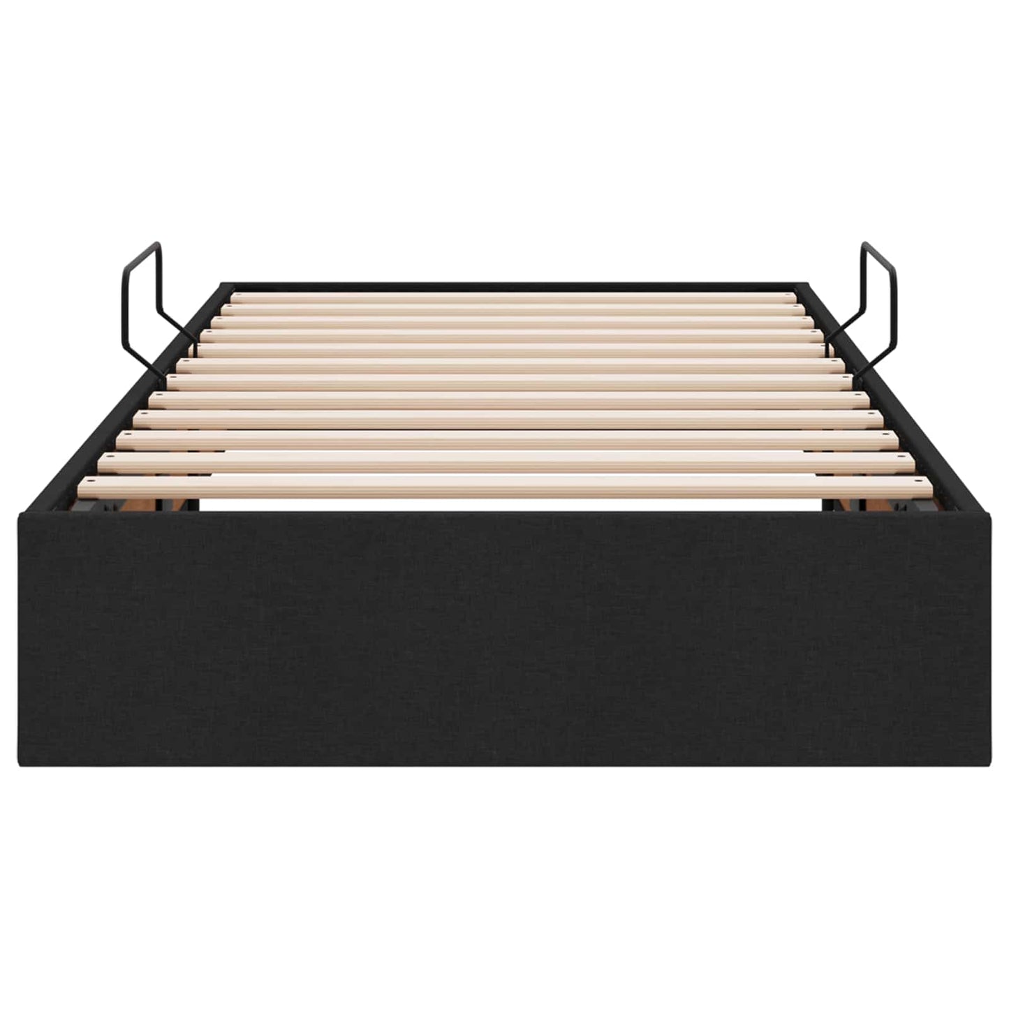 Ottoman Bettgestell mit Speicher Schwarz 90 x 200 cm Stoff