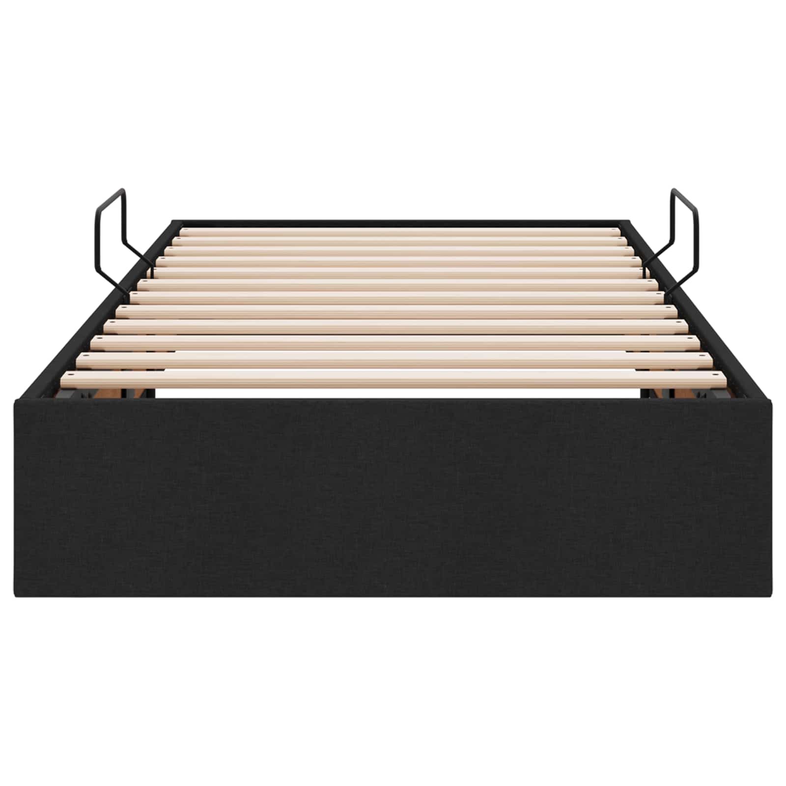 Ottoman Bettgestell mit Speicher Schwarz 90 x 200 cm Stoff