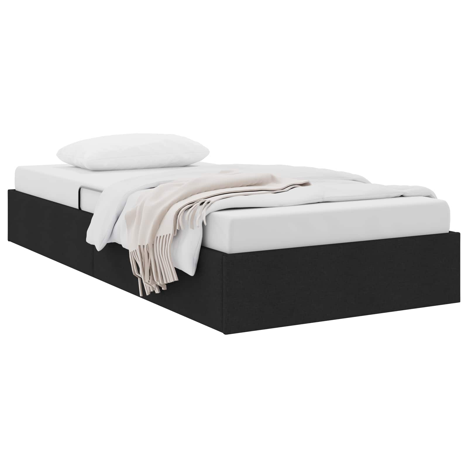 Ottoman Bettgestell mit Speicher Schwarz 90 x 200 cm Stoff