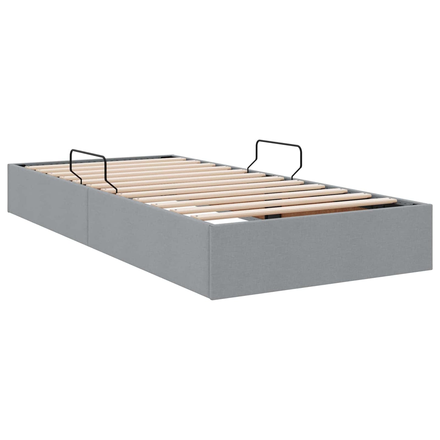 Ottoman Bettgestell mit Speicher Hellgrau 100 x 200 cm Stoff
