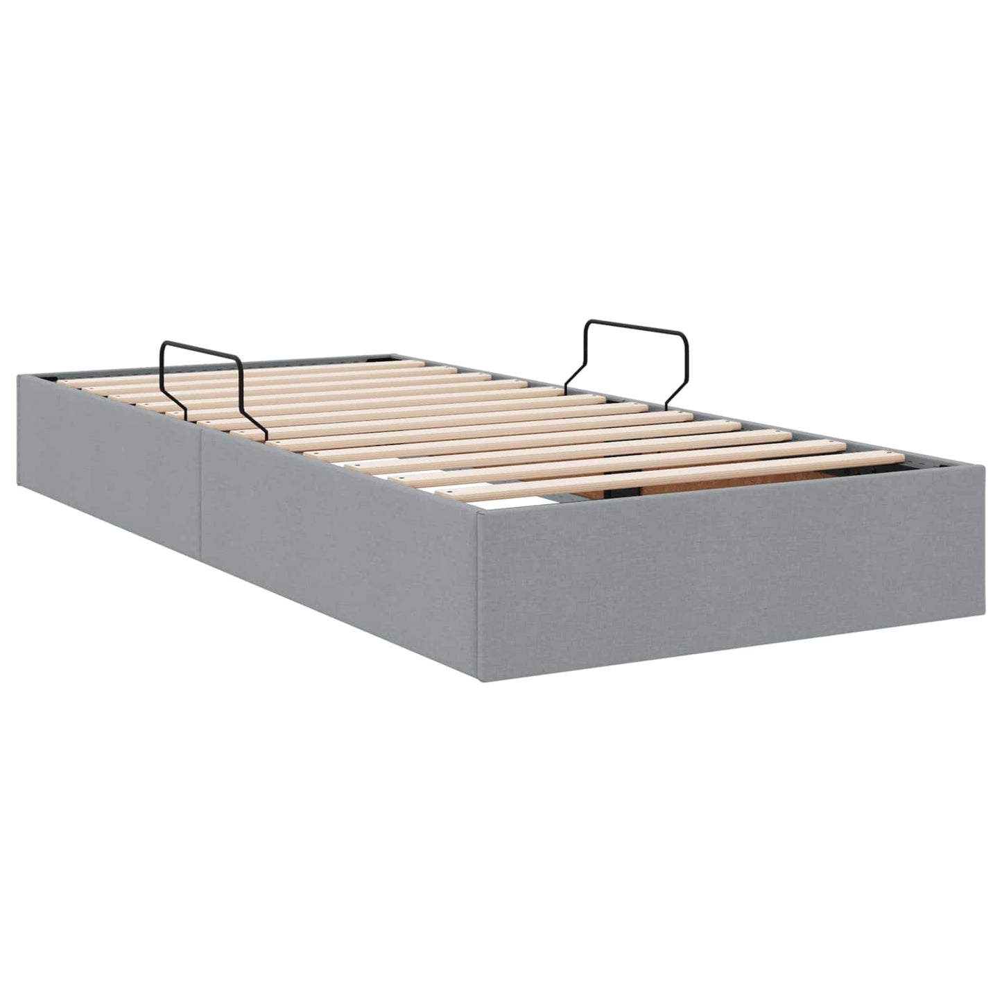 Ottoman Bettgestell mit Speicher Hellgrau 100 x 200 cm Stoff