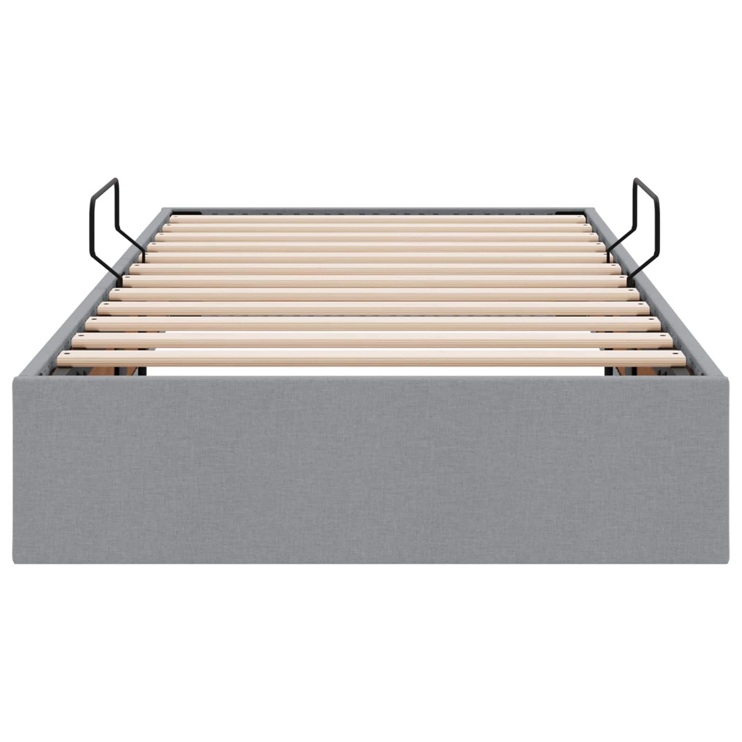 Ottoman Bettgestell mit Speicher Hellgrau 100 x 200 cm Stoff