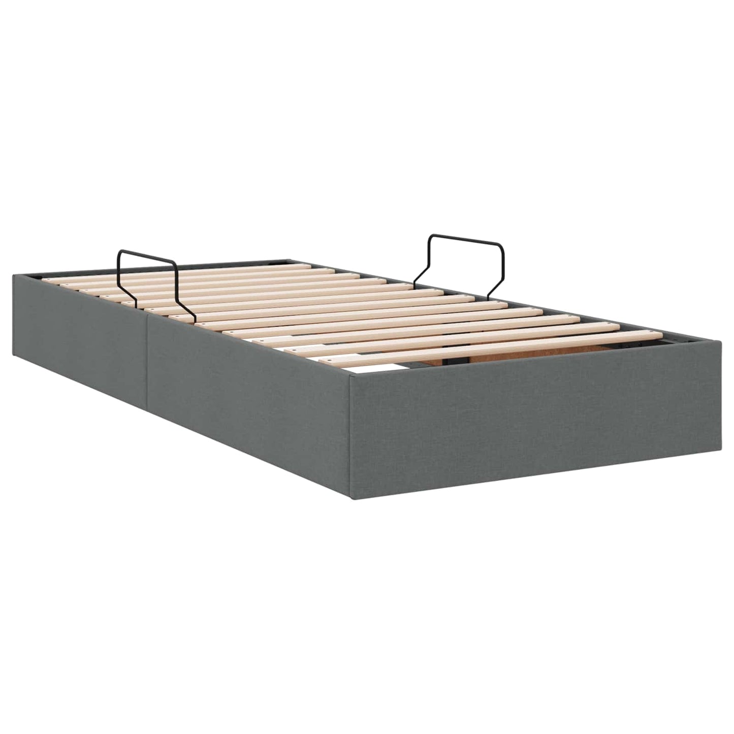 Ottoman Bettgestell mit Speicher Dunkelgrau 100 x 200 cm Stoff