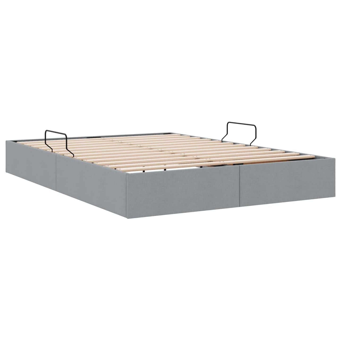 Ottoman Bettgestell mit Speicher Hellgrau 140 x 200 cm Stoff
