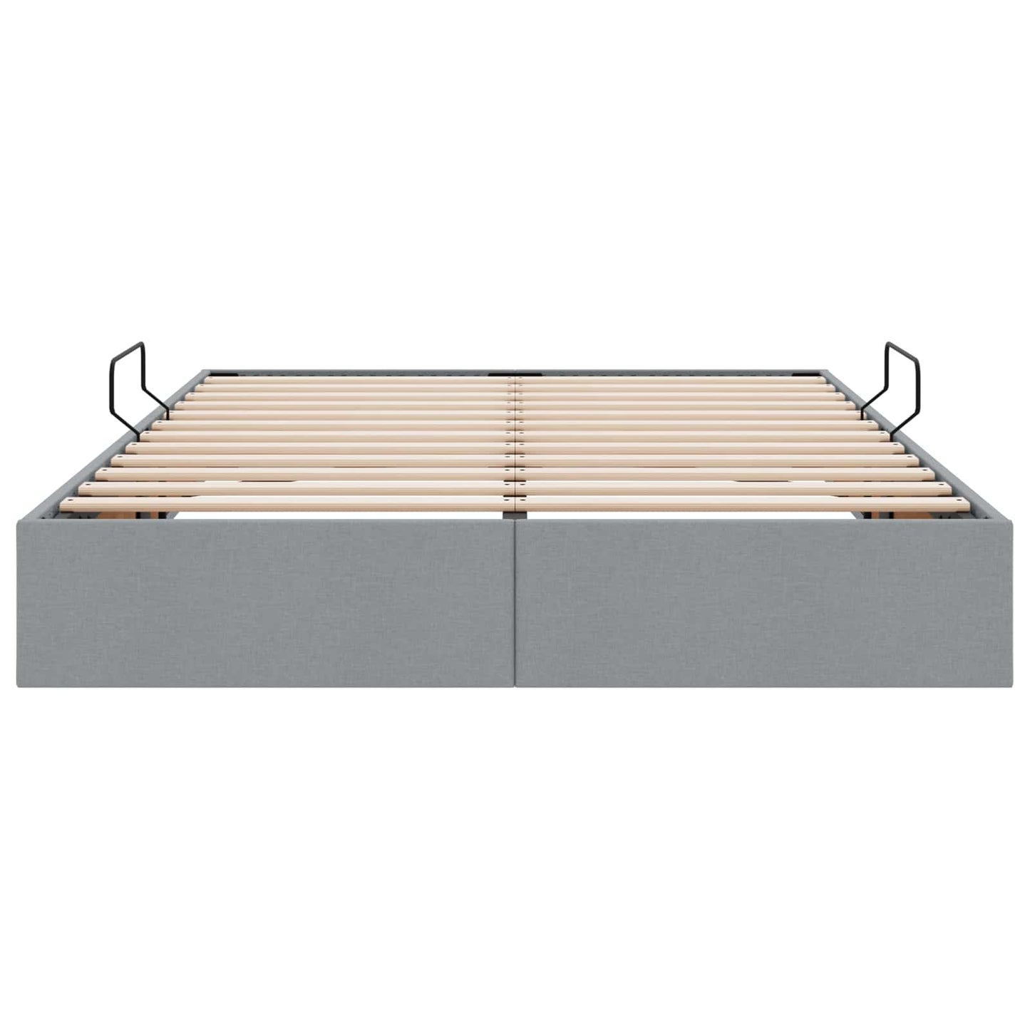 Ottoman Bettgestell mit Speicher Hellgrau 140 x 200 cm Stoff