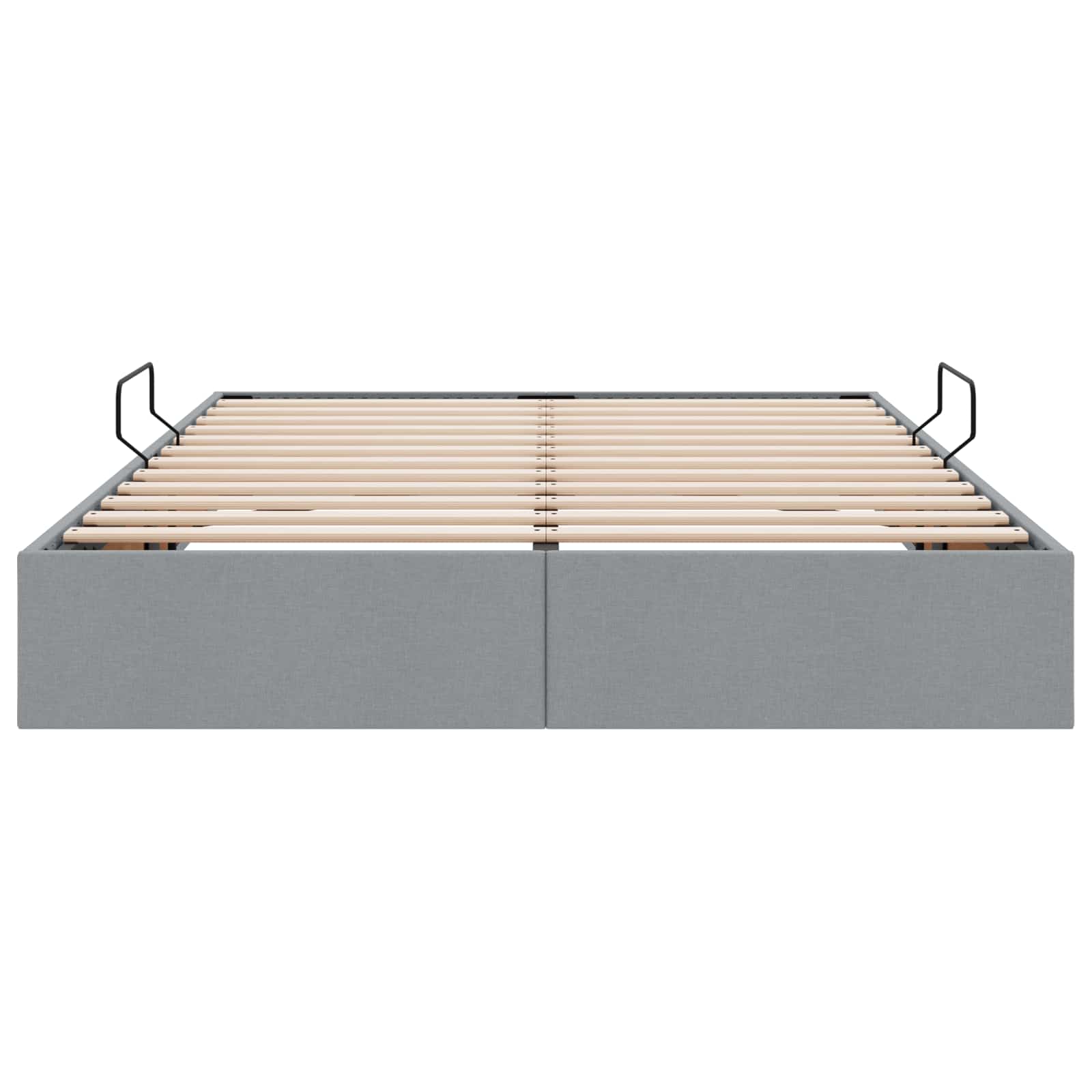 Ottoman Bettgestell mit Speicher Hellgrau 140 x 200 cm Stoff