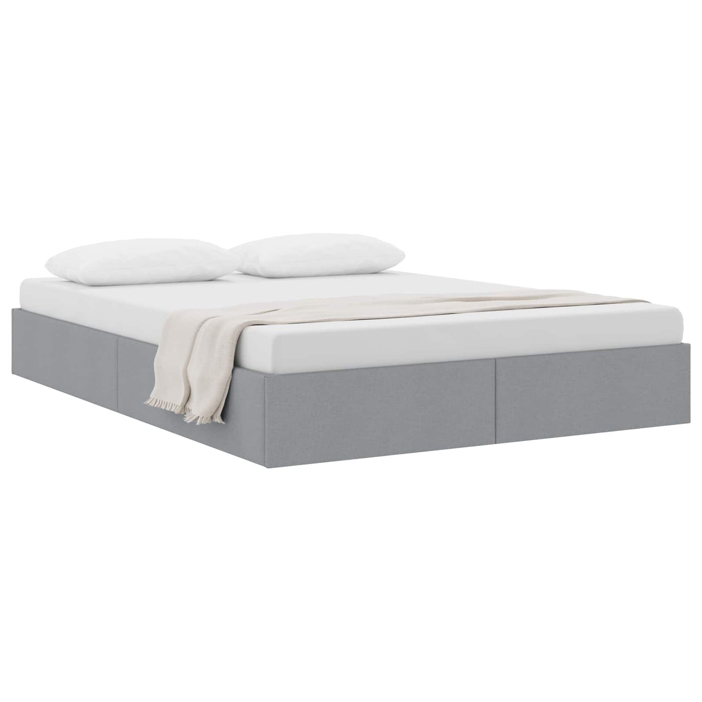 Ottoman Bettgestell mit Speicher Hellgrau 140 x 200 cm Stoff
