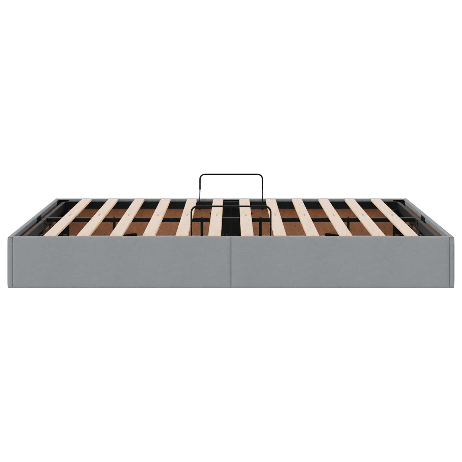 Ottoman Bettgestell mit Speicher Hellgrau 140 x 200 cm Stoff