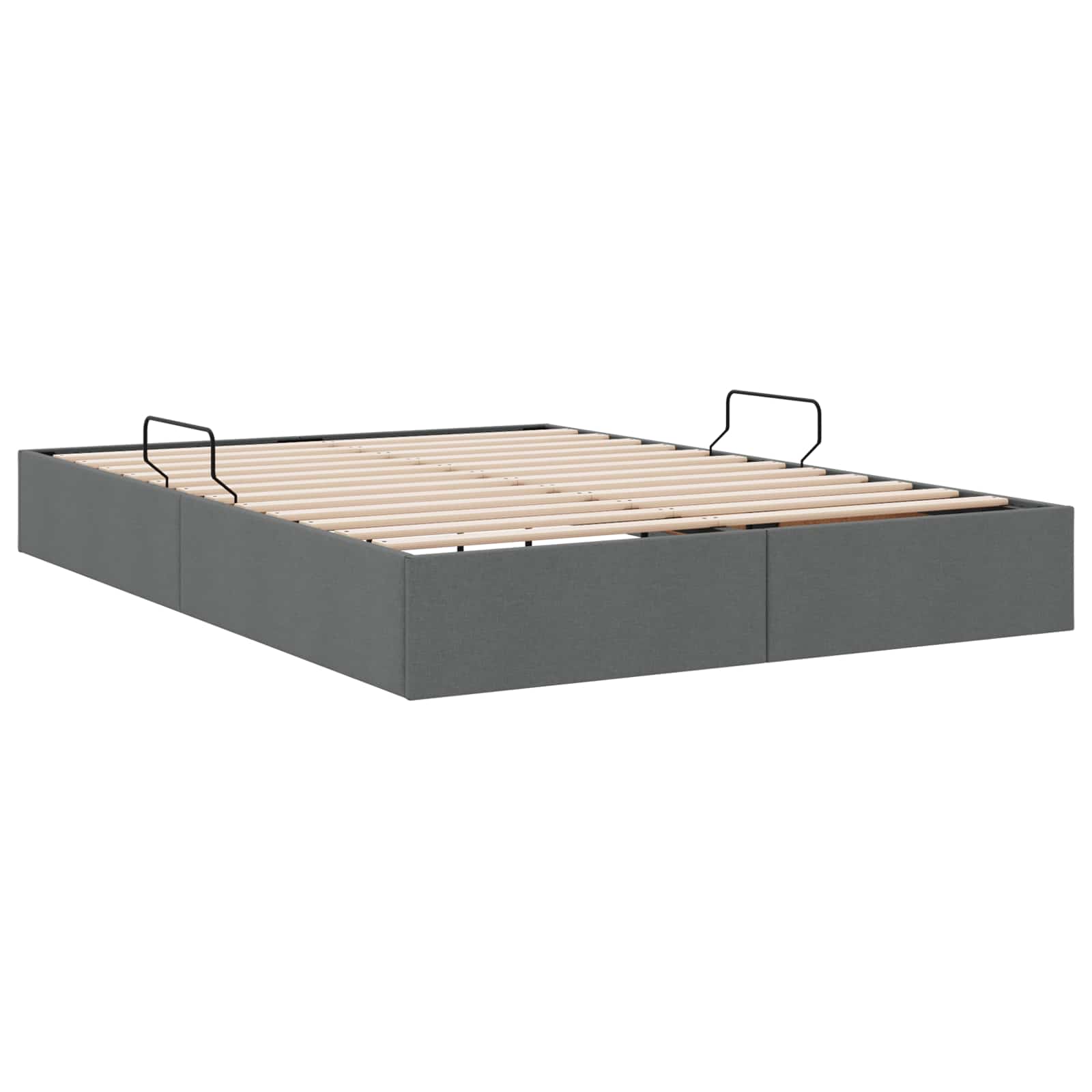 Ottoman Bettgestell mit Speicher Dunkelgrau 140 x 200 cm Stoff
