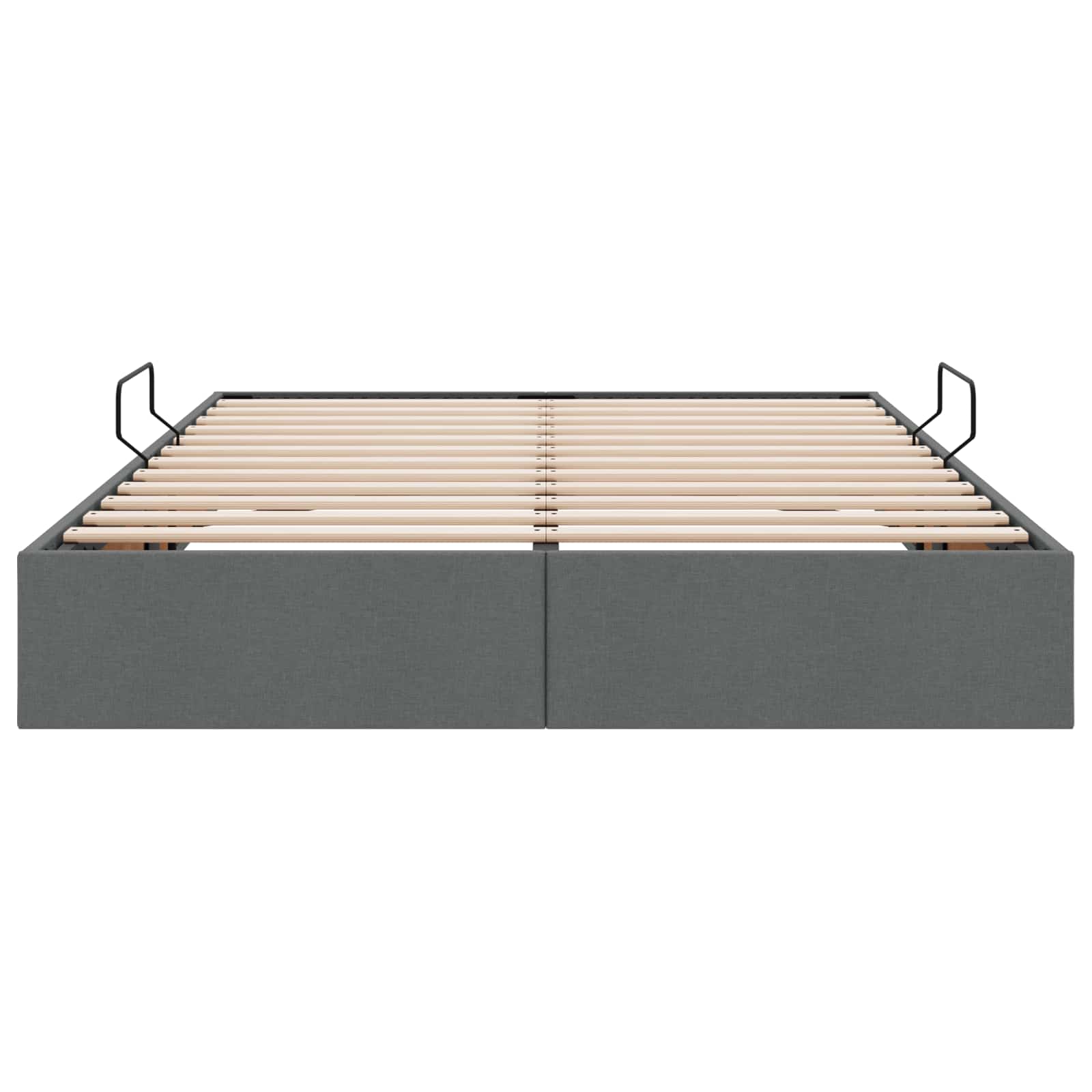 Ottoman Bettgestell mit Speicher Dunkelgrau 140 x 200 cm Stoff