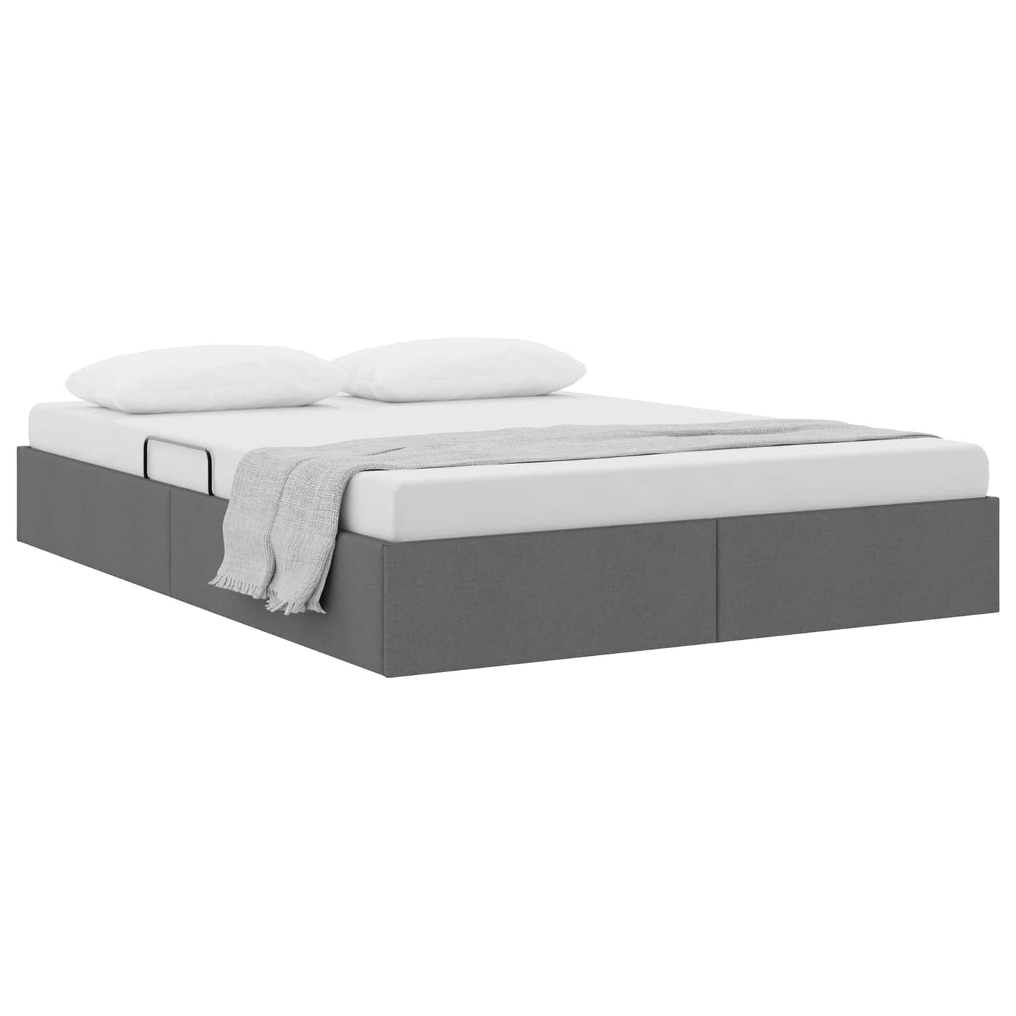 Ottoman Bettgestell mit Speicher Dunkelgrau 140 x 200 cm Stoff